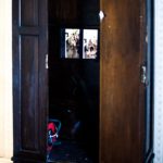 Video installation in the wardrobe by Angela Mellen; photo by Richard Kaby